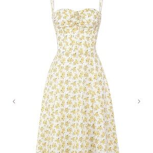 House of CB Rosalee Yellow and White Floral Midi Dress